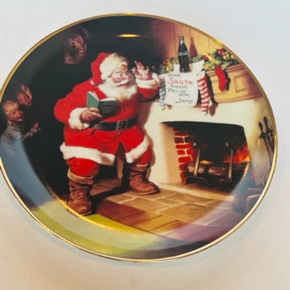 Coca Cola Collector Plate Franklin Mint Santa Claus Pause Refreshes Coke Holiday - Picture 5 of 5
